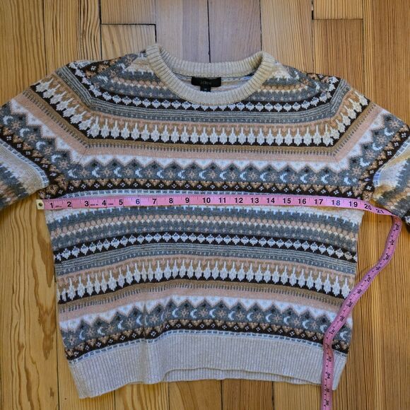 J. Crew Fair Isle Sweater Size M Lambswool Blend Eclectic Grandpa Cozy Celestial - Picture 6 of 11